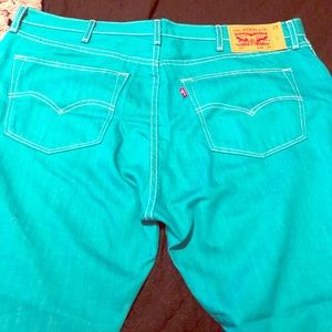 Teal color mens Levi jeans